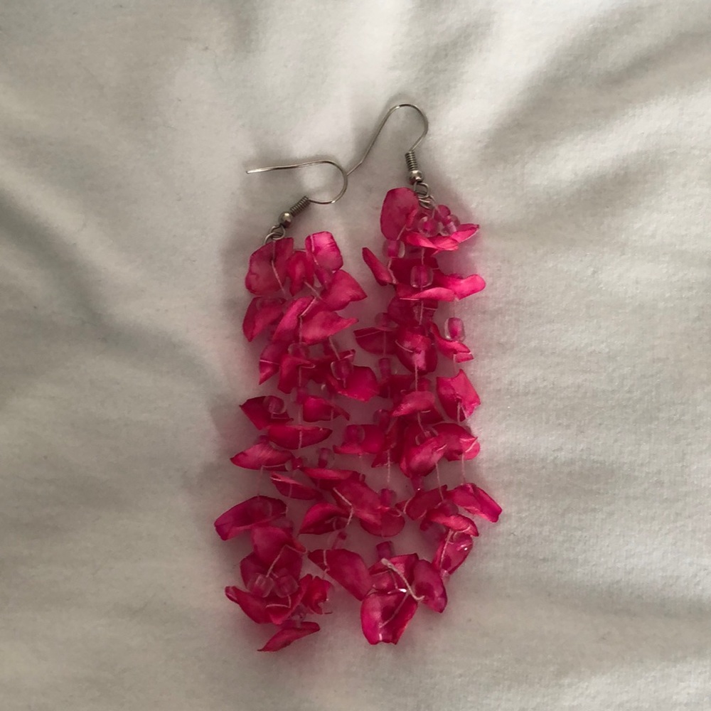 Handmade hot pink earrings